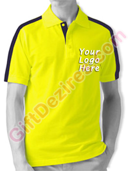 Designer Yellow and Blue Color Logo Printed T Shirts